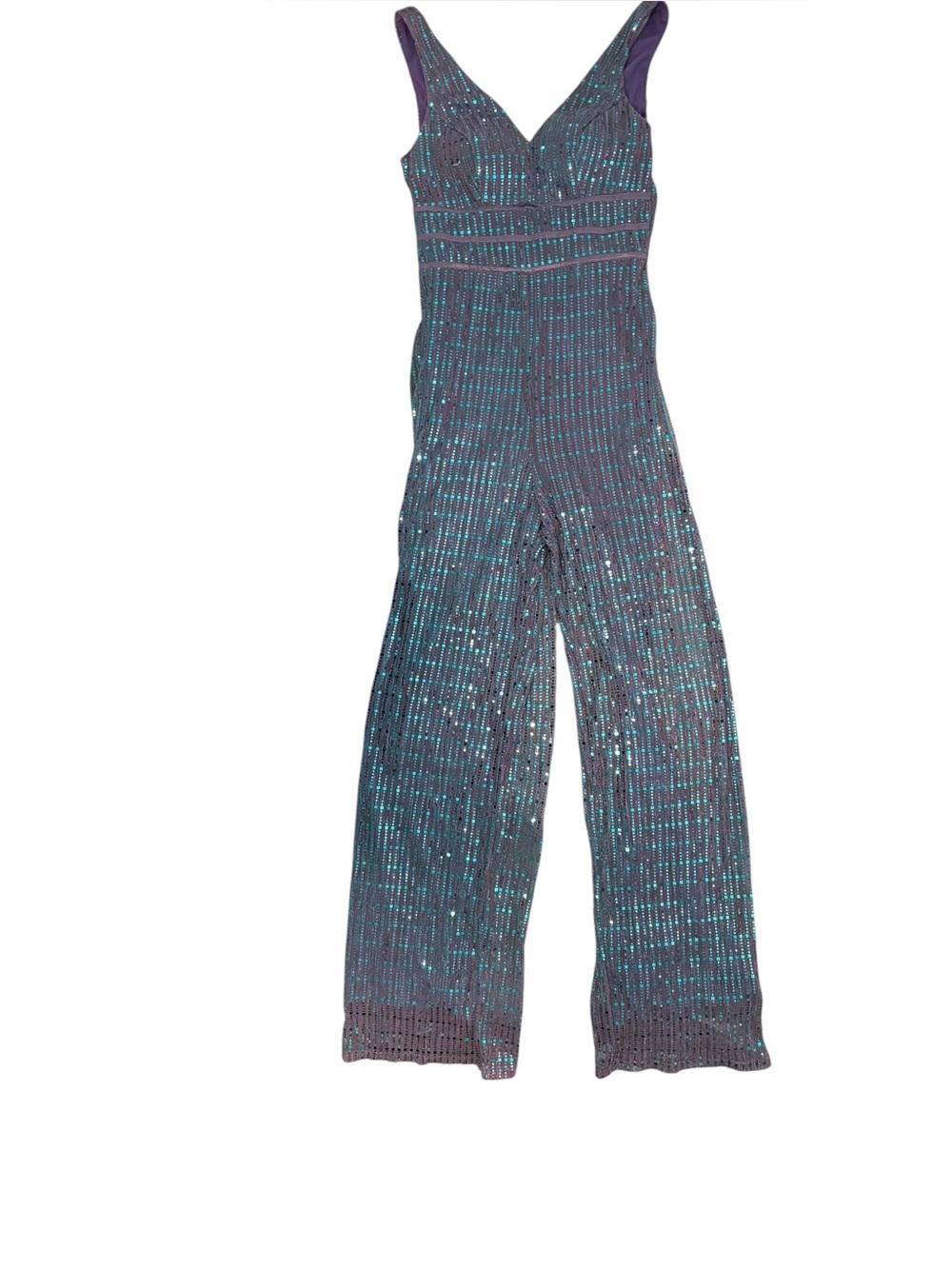 Sequin Jumpsuit Sleeveless V-Neck Wide Leg Disco Party
